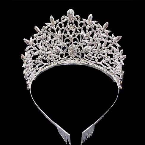 Wedding Tiaras and Crowns with Combs for Women, Crystal Queen Crown Silver Wedding Tiara for Bride, Princess Headpieces Quinceanera Pageant Crown Diadem for Birthday Prom in Saudi Arabia