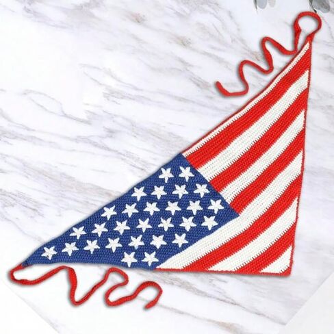USA Flag Bandana Headband, Handmade Red White Blue Crochet Bandana, Patriotic Hair Accessory for 4th of July in Saudi Arabia
