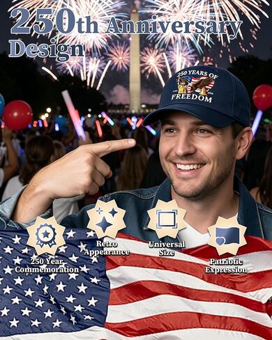 250th Anniversary USA Hat - Adjustable Blue 250 Year American Anniversary Hat with Eagle Liberty Bell Statue of Liberty Baseball Cap Patriotic Hats for Men Women in Saudi Arabia