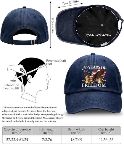 250th Anniversary USA Hat - Adjustable Blue 250 Year American Anniversary Hat with Eagle Liberty Bell Statue of Liberty Baseball Cap Patriotic Hats for Men Women in Saudi Arabia