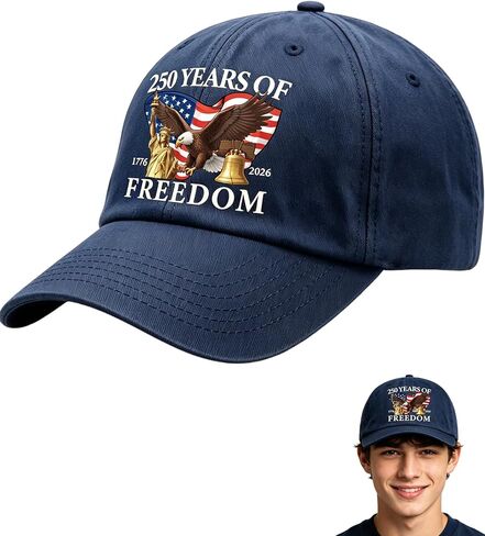 250th Anniversary USA Hat - Adjustable Blue 250 Year American Anniversary Hat with Eagle Liberty Bell Statue of Liberty Baseball Cap Patriotic Hats for Men Women in Saudi Arabia