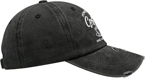 Powered by Coffee and Sarcasm Hats for Womens Trendy Washed Distressed Baseball Cap in Kuwait