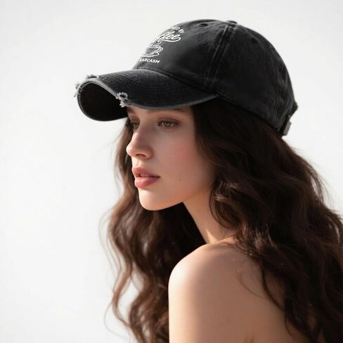 Powered by Coffee and Sarcasm Hats for Womens Trendy Washed Distressed Baseball Cap in Kuwait