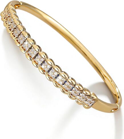 Sparkle Gold Plated Rhinestone Bangle Bracelet for Women - Braided Pattern CZ Bracelet, Dainty Gold Jewelry for Wedding Prom Party Daily Wear Gift for Her in Saudi Arabia