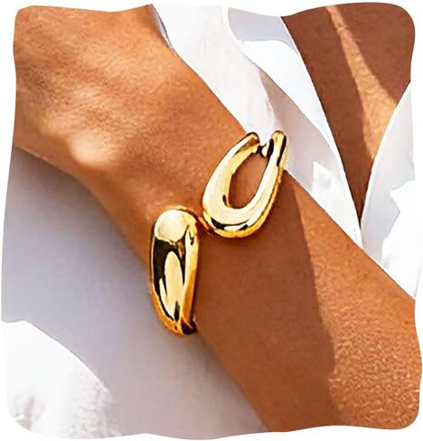 ACEDRE Chunky Gold Bangle Bracelet Thick Waterdrop Twist Cuff Bracelets Jewelry for Women in Saudi Arabia
