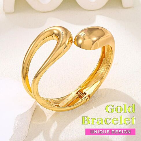 ACEDRE Chunky Gold Bangle Bracelet Thick Waterdrop Twist Cuff Bracelets Jewelry for Women in Saudi Arabia