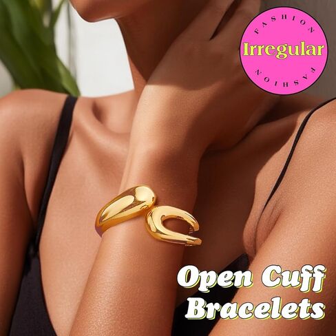ACEDRE Chunky Gold Bangle Bracelet Thick Waterdrop Twist Cuff Bracelets Jewelry for Women in Saudi Arabia