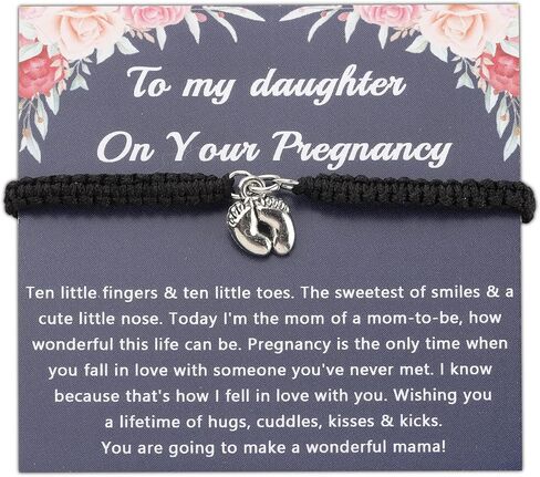 PLITI Daughter Pregnancy Bracelet - Mom To Be Pregnancy Announcement Gift, New Mom Gift Feet Bangle in Saudi Arabia