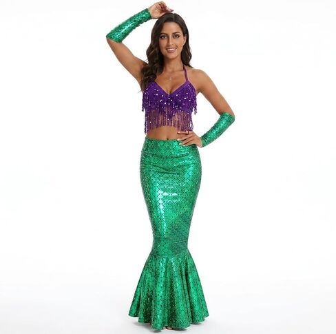Women Swmisuit Hologram Mermaid Costume Mermaid Dress Princess Dress with Arm Sleeve Party Dress Birthday Dres Halloween in Saudi Arabia