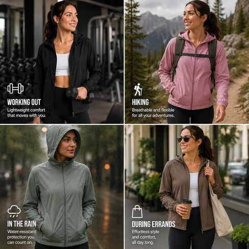 Spyder Womens Windbreaker Jacket - Lightweight Twill Wind-Resistant Full Zip Up Hooded Jacket for Women in Kuwait