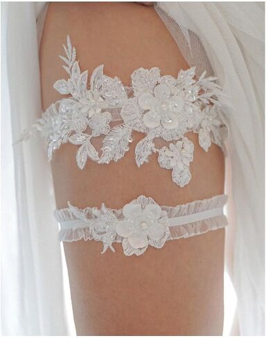 Lace Wedding Garters for Bride, Women Wedding Gifts Accessories Bridal Legs Garter with Stretch in Saudi Arabia