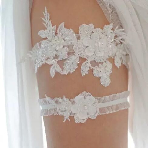 Lace Wedding Garters for Bride, Women Wedding Gifts Accessories Bridal Legs Garter with Stretch in Saudi Arabia