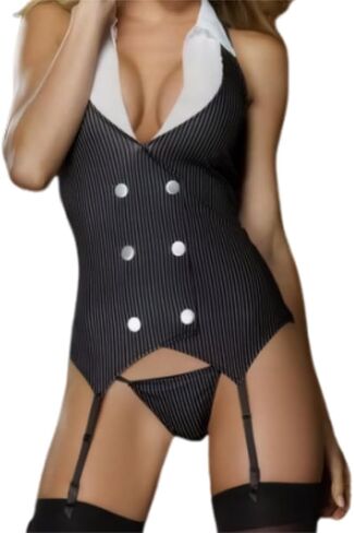 Womens Sexy Secretary Outfit Lingerie Naughty Office Teacher Role play Costume Uniform Sleeveless Babydoll Teddy in Saudi Arabia