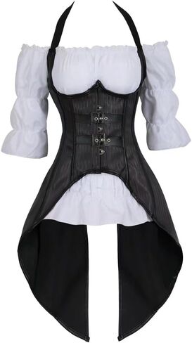 Corset Dress Plus Size Masquerade Gothic Brocade Lace Gothic Bustier Skirt Set Costume in Saudi Arabia