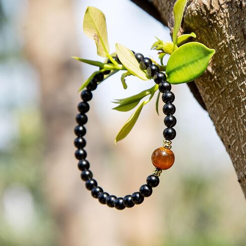 Black Obsidian & Tiger Eye Bracelet for Men and Women – Natural Crystal Stretch Bracelet for Mindfulness, Confidence & Everyday Wear Healing Energy Bracelet Gifts for Unisex Adult 7-inch (18cm) in Saudi Arabia