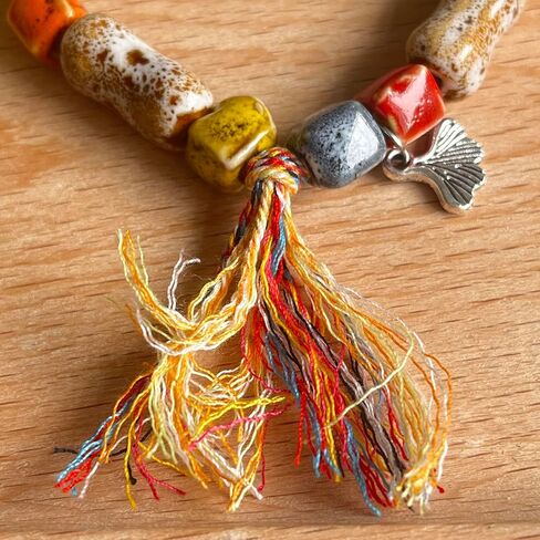 Boho Funky Native American Jewelry,Vintage Colorful Statement Hippie Tassel Beaded Ceramic Handmade Bohemian Antique Elastice Bracelet for Women 2025 in Saudi Arabia