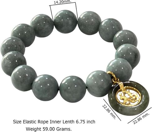 Energy Healer Jade Bracelet – Spiritual Protection & Chakra Balancing with Real 14.2mm Green Jade Beads & Ji Fu Charm 寄福 – Powerful Gift for Soul Coaches, Reiki & Lightworkers. in Saudi Arabia