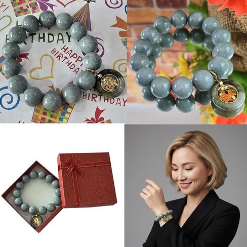 Energy Healer Jade Bracelet – Spiritual Protection & Chakra Balancing with Real 14.2mm Green Jade Beads & Ji Fu Charm 寄福 – Powerful Gift for Soul Coaches, Reiki & Lightworkers. in Saudi Arabia