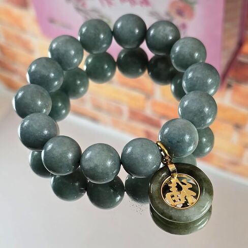Energy Healer Jade Bracelet – Spiritual Protection & Chakra Balancing with Real 14.2mm Green Jade Beads & Ji Fu Charm 寄福 – Powerful Gift for Soul Coaches, Reiki & Lightworkers. in Saudi Arabia