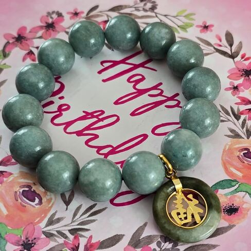 Energy Healer Jade Bracelet – Spiritual Protection & Chakra Balancing with Real 14.2mm Green Jade Beads & Ji Fu Charm 寄福 – Powerful Gift for Soul Coaches, Reiki & Lightworkers. in Saudi Arabia