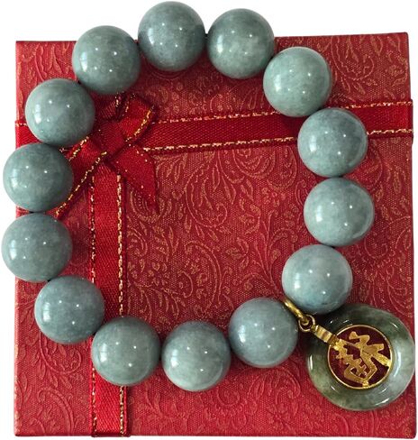 Energy Healer Jade Bracelet – Spiritual Protection & Chakra Balancing with Real 14.2mm Green Jade Beads & Ji Fu Charm 寄福 – Powerful Gift for Soul Coaches, Reiki & Lightworkers. in Saudi Arabia