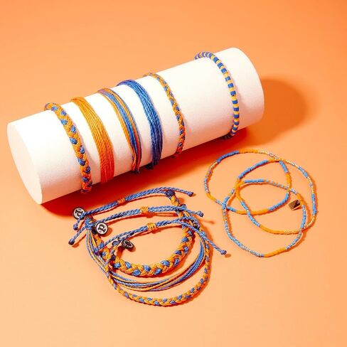 Pura Vida Bracelet Cabrillo Vinyl Disc Stretch Bracelet for Women, Blue & Orange in Kuwait