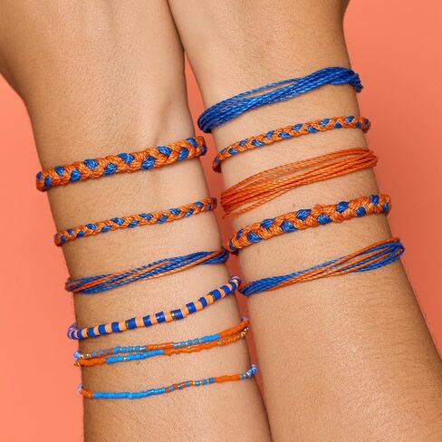 Pura Vida Bracelet Cabrillo Vinyl Disc Stretch Bracelet for Women, Blue & Orange in Kuwait