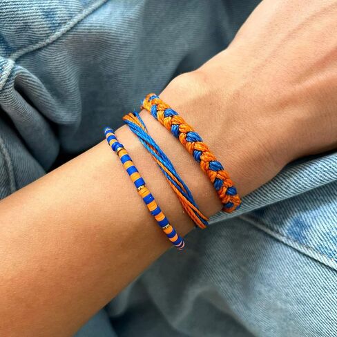 Pura Vida Bracelet Cabrillo Vinyl Disc Stretch Bracelet for Women, Blue & Orange in Kuwait