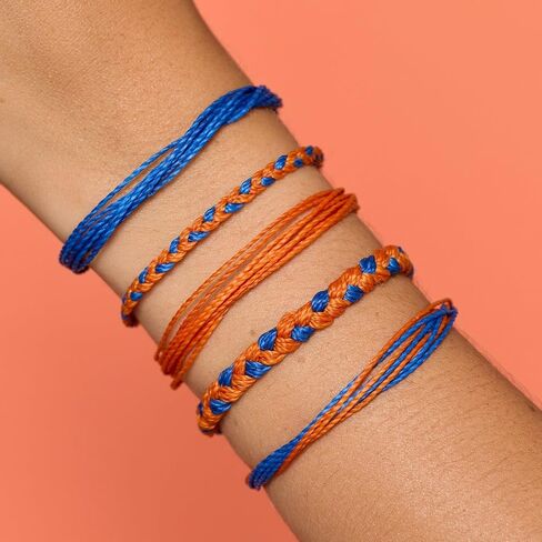 Pura Vida Bracelet Cabrillo Vinyl Disc Stretch Bracelet for Women, Blue & Orange in Kuwait