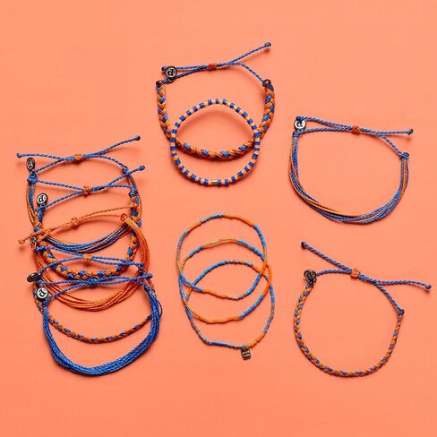Pura Vida Bracelet Cabrillo Vinyl Disc Stretch Bracelet for Women, Blue & Orange in Kuwait