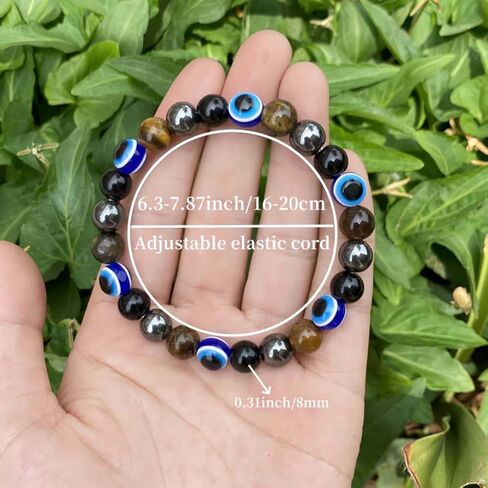 Beaded Stretch Bracelets for Women Black Tourmaline Evil Eye Bracelet for Career Success Decisive Action Jewelry Gift in Kuwait