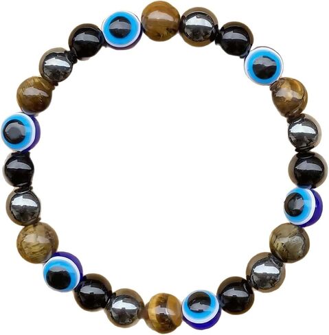 Beaded Stretch Bracelets for Women Black Tourmaline Evil Eye Bracelet for Career Success Decisive Action Jewelry Gift in Kuwait