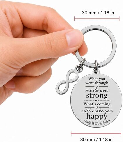 Inspirational Keychain, “What You Went Through Made You Strong" Encouragement Gift, Motivational Stainless Steel Key Ring for Men Women, Friend, Family & Coworker (Strong & Happy) in Saudi Arabia