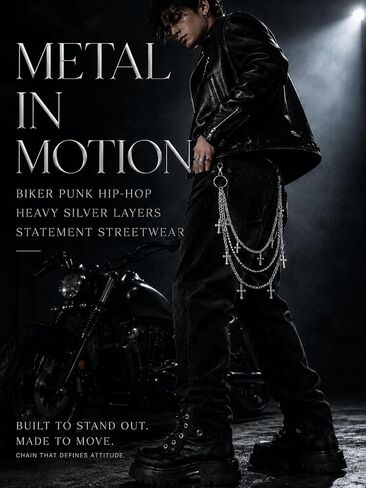 Heavy Duty Pants Chain for Men Women, Triple Layer Metal Wallet Chain with Cross Pendant, Punk Goth Biker Rock Jean Chain for Jeans, Streetwear Grunge Y2K Belt Chain Alloy Accessories in Saudi Arabia