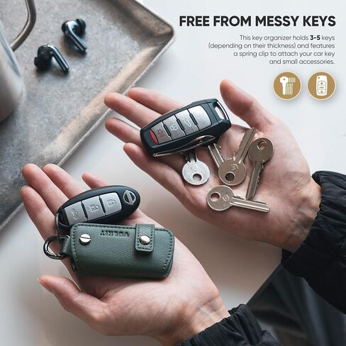 VULKIT Key Organizer Premium Leather Keychain Compact Design Everyday Carry Accessories in Kuwait