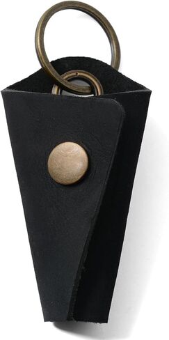 Handmade Crazy Horse Leather Wrap Keychain with Snap Closure, Key Ring Cover and Silencer Sleeve - Men's Key Organizer in Saudi Arabia