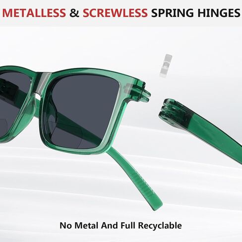 Eyekepper 6 Pack Oversize Bifocal Reading Sunglasses with Metalless Screwless Spring Hinges for Wide Face in Kuwait