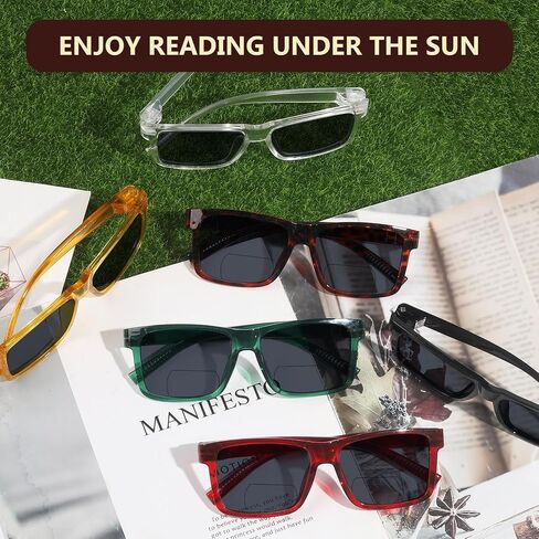 Eyekepper 6 Pack Oversize Bifocal Reading Sunglasses with Metalless Screwless Spring Hinges for Wide Face in Kuwait