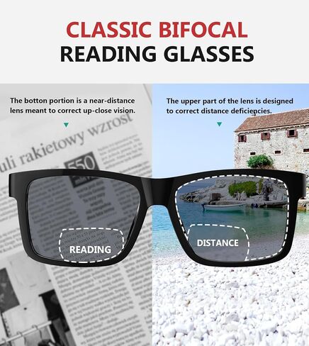 Eyekepper 6 Pack Oversize Bifocal Reading Sunglasses with Metalless Screwless Spring Hinges for Wide Face in Kuwait