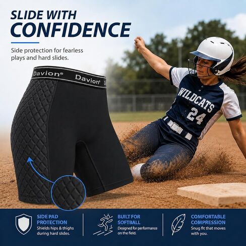 Davion Softball Sliding Shorts Women Padded Compression Shorts for Softball Baseball Football in Saudi Arabia