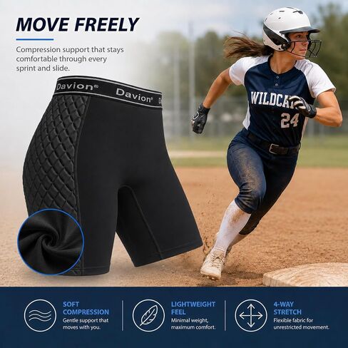Davion Softball Sliding Shorts Women Padded Compression Shorts for Softball Baseball Football in Saudi Arabia