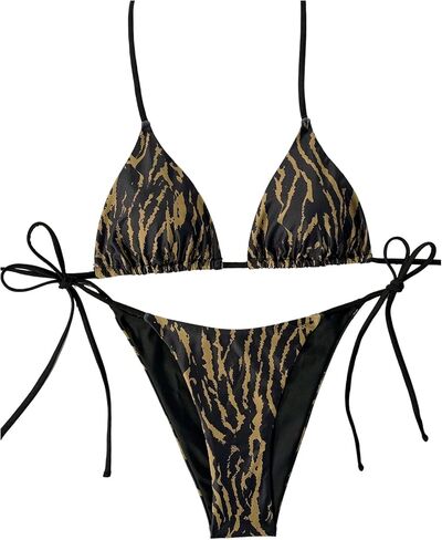 Women's 2 Piece Leopard Bikini Set Cheetah Halter String Triangle Bathing Suits Swimsuit in Saudi Arabia