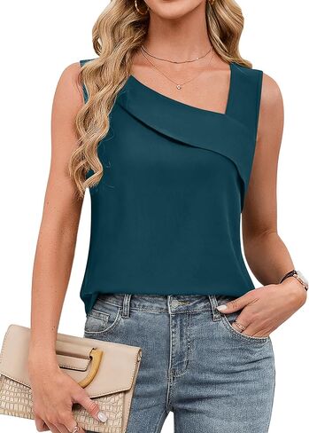 Blooming Jelly Womens Dressy Tank Tops Asymmetrical V Neck Sleeveless Blouses Flowy Business Summer Shirts Casual 2026 in Kuwait