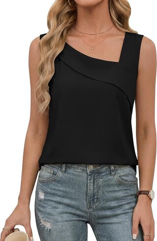 Blooming Jelly Womens Dressy Tank Tops Asymmetrical V Neck Sleeveless Blouses Flowy Business Summer Shirts Casual 2026 in Kuwait