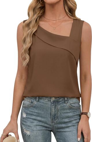 Blooming Jelly Womens Dressy Tank Tops Asymmetrical V Neck Sleeveless Blouses Flowy Business Summer Shirts Casual 2026 in Kuwait