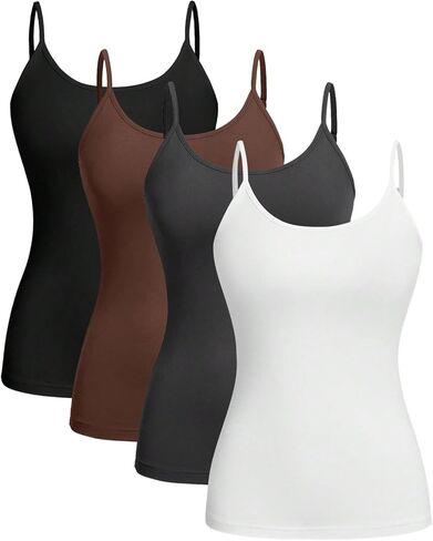 SOLY HUX Women's Plus Size Camisole 4 Packs Spaghetti Strap Tanks Slim Fitted Basic Layering Cami Tops in Saudi Arabia