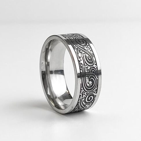 Men's Wave Ring Stainless Steel Celtic Spiral Knot Ring - Celtic Swirl Ring, Vintage Engraved Band for Gothic, Viking, and Alternative Fashion, ocean, Punk biker Talisman, Amulet in Saudi Arabia