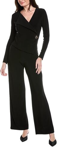 Joseph Ribkoff Womens Wing-Lapel Wrap Jumpsuit, 14, Black in Saudi Arabia
