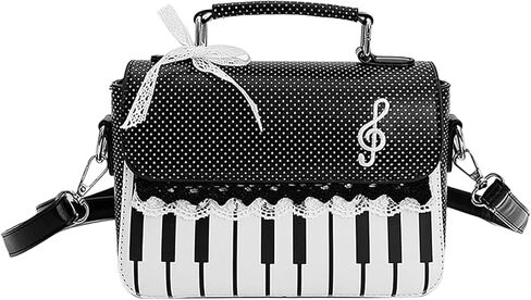 Y2K Jirai Kei Gyaru Piano Purse Women Polka Dot Handbags Shoulder Music Note Cute Bow Bags Cutecore Alt Accessories in Saudi Arabia