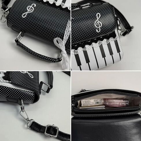 Y2K Jirai Kei Gyaru Piano Purse Women Polka Dot Handbags Shoulder Music Note Cute Bow Bags Cutecore Alt Accessories in Saudi Arabia